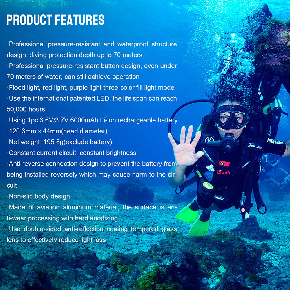 Trustfire 2350Lumen LED Diving Light Underwater 100M Scuba Flashlight For Video