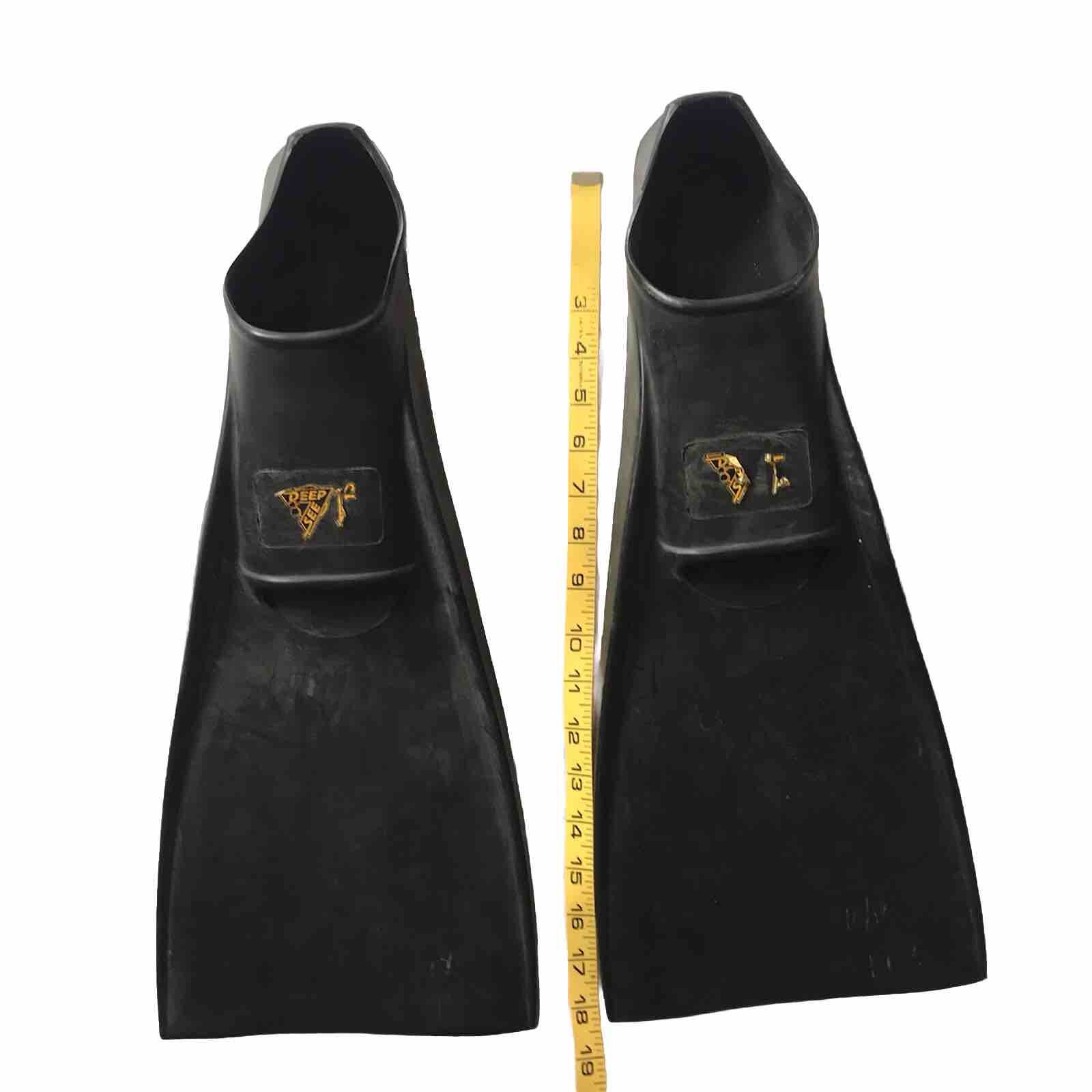 VTG DEEP SEE SEA Scuba Diving Swim Fins SZ 10-13 Flippers Floating Black Rubber