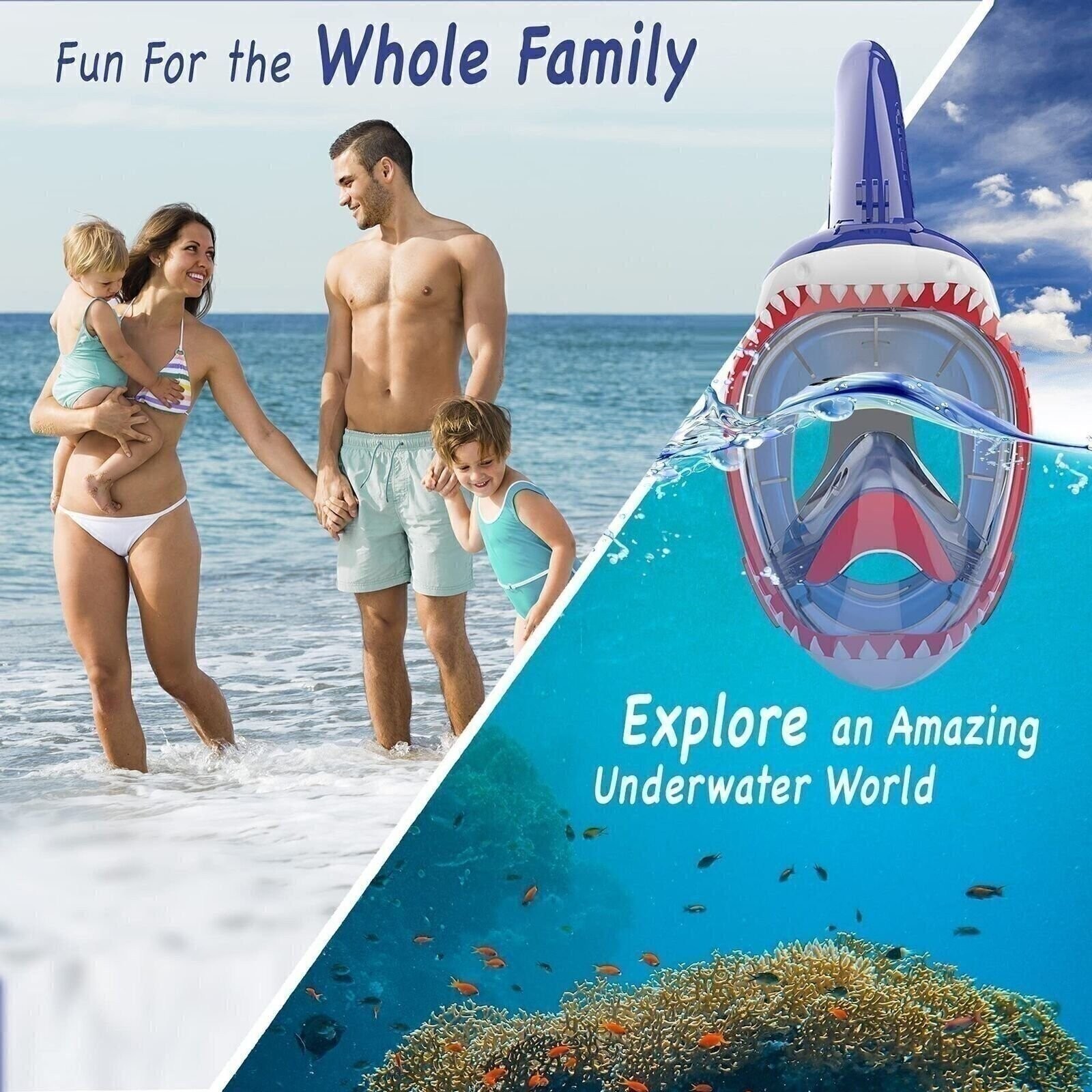 NEBIBO ® Kids Snorkel Mask Full Face Set. Snorkeling Set with Detachable Came…