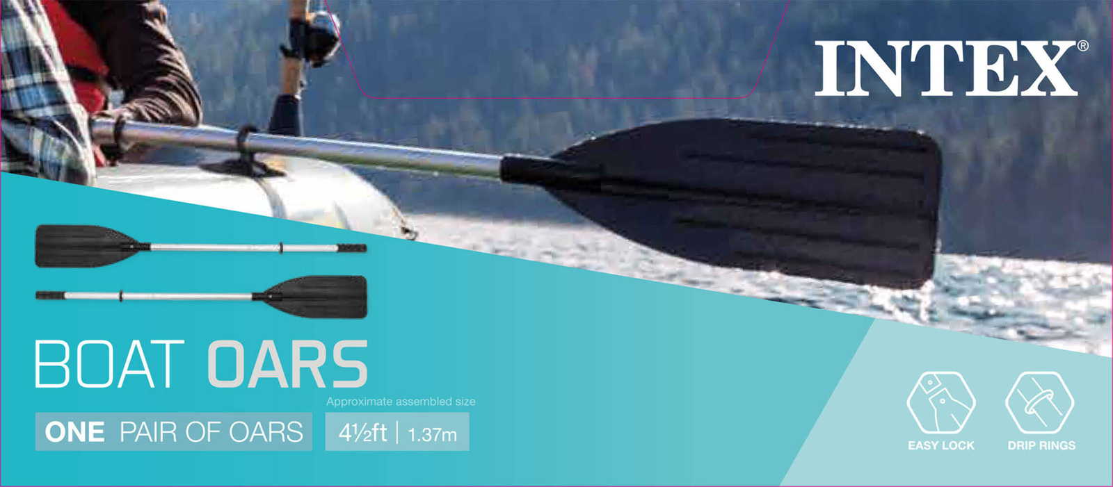 Intex 69625E 54″ Deluxe Boat Oars: Easy 3 Piece Assembly – Ribbed Blade – Retain