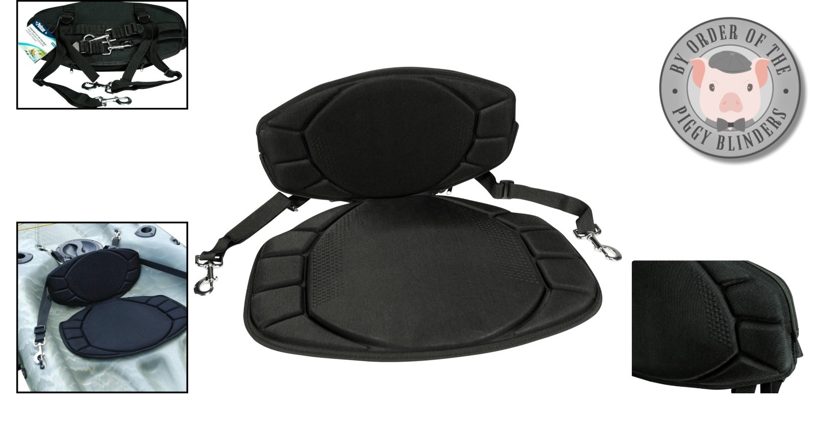 Universal Water-Repellent Kayak or SUP Seat – Adjustable Back Support, Black