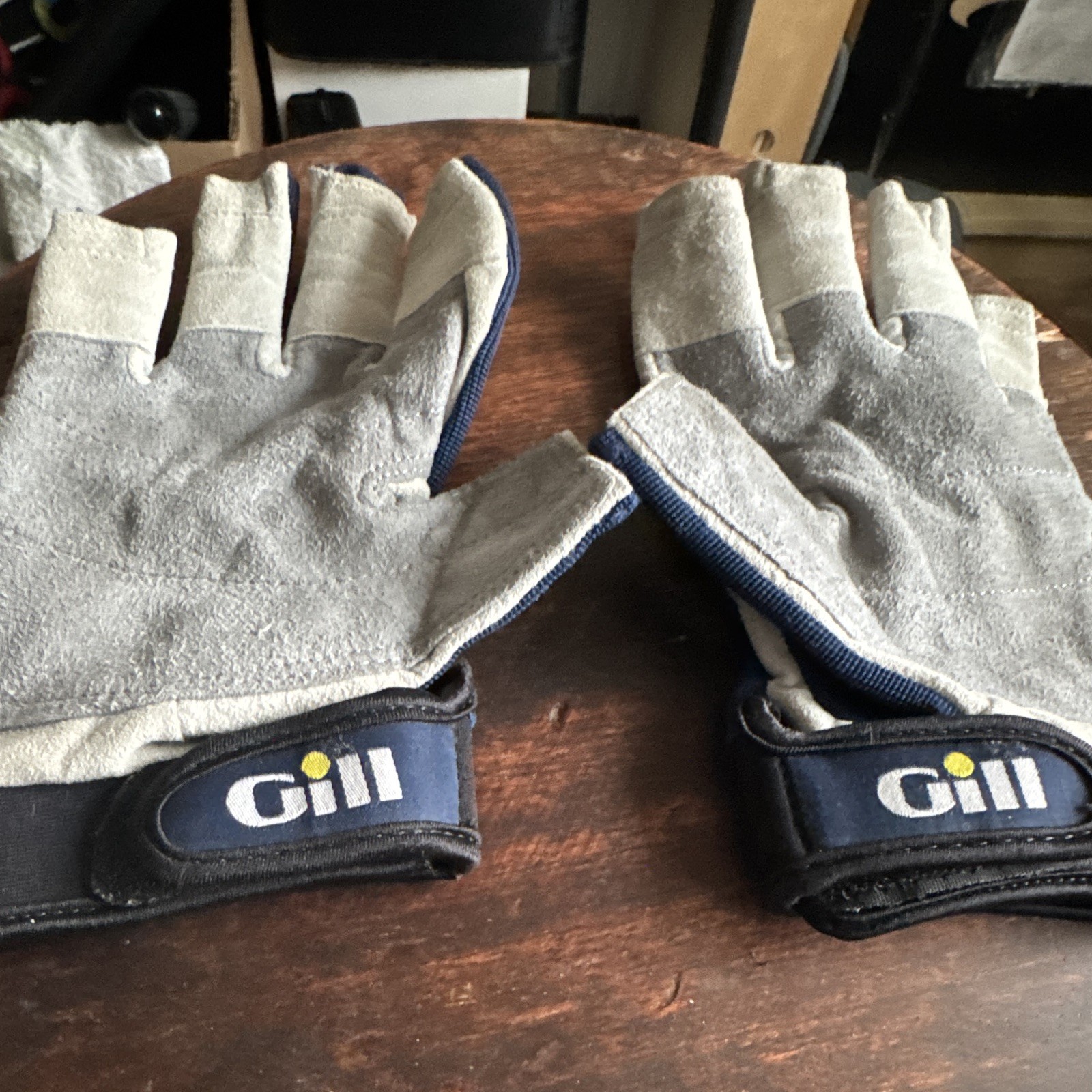 Gill Blue/Gray Fingerless Sailing Gloves Pair w/ Reinforced Palm