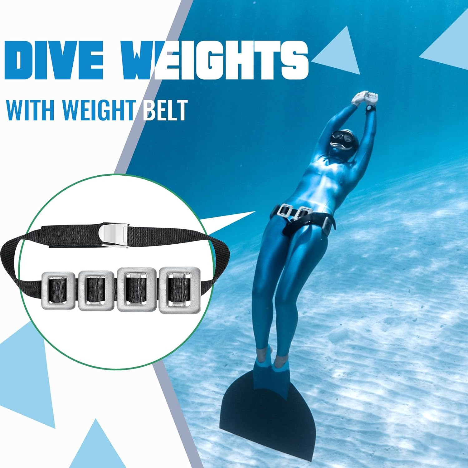 4 Dive Weights with Scuba Weight Belt and Quick Release Buckle for Diving