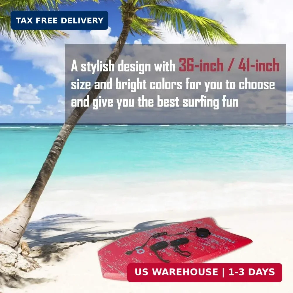 WOOWAVE Bodyboard 33-inch/36-inch/41-inch Super Lightweight Body Board with Coil