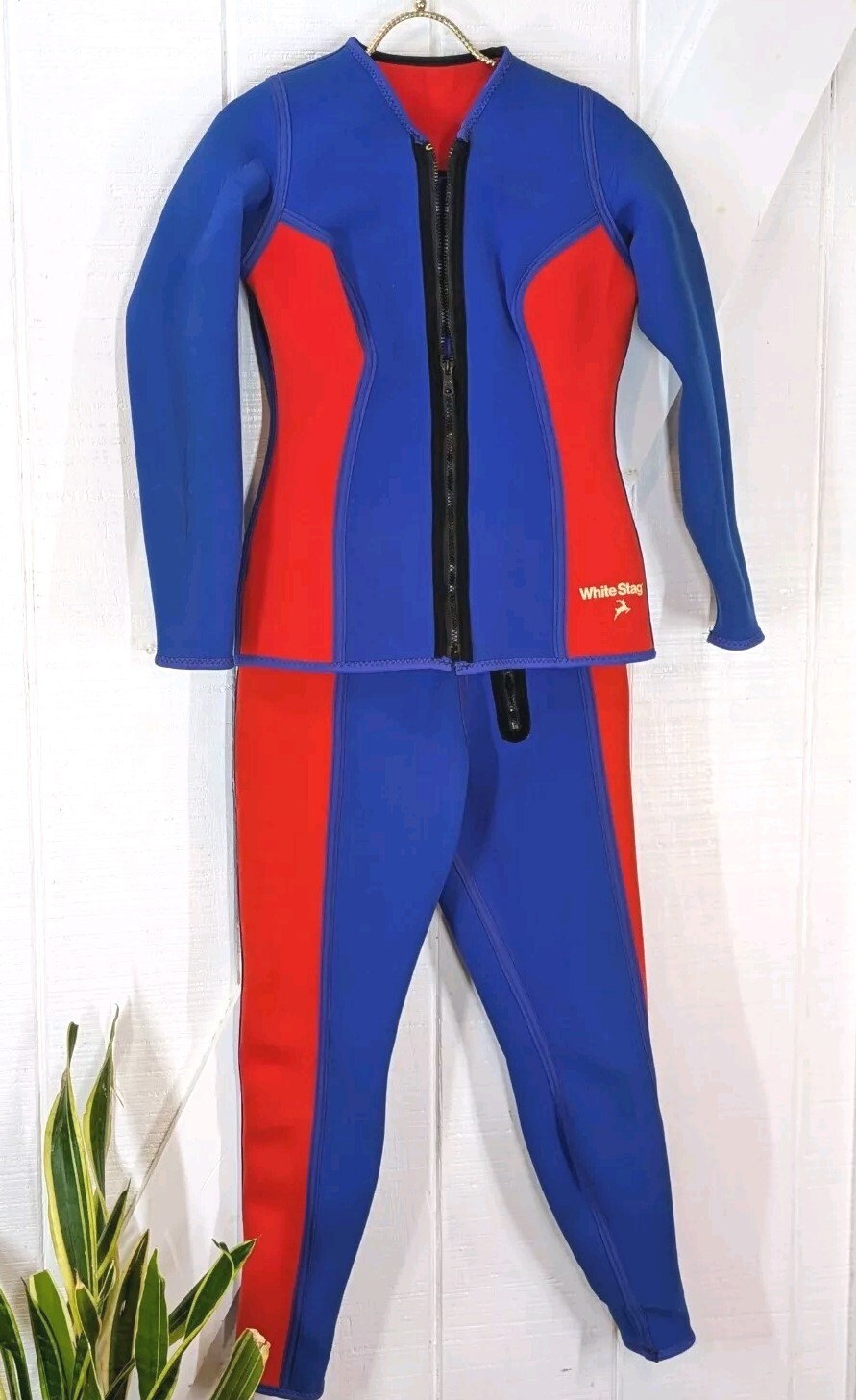 🌊Vintage White Stag 2-Piece Fully Reversible Wetsuit Jacket Set Long *PLS READ!