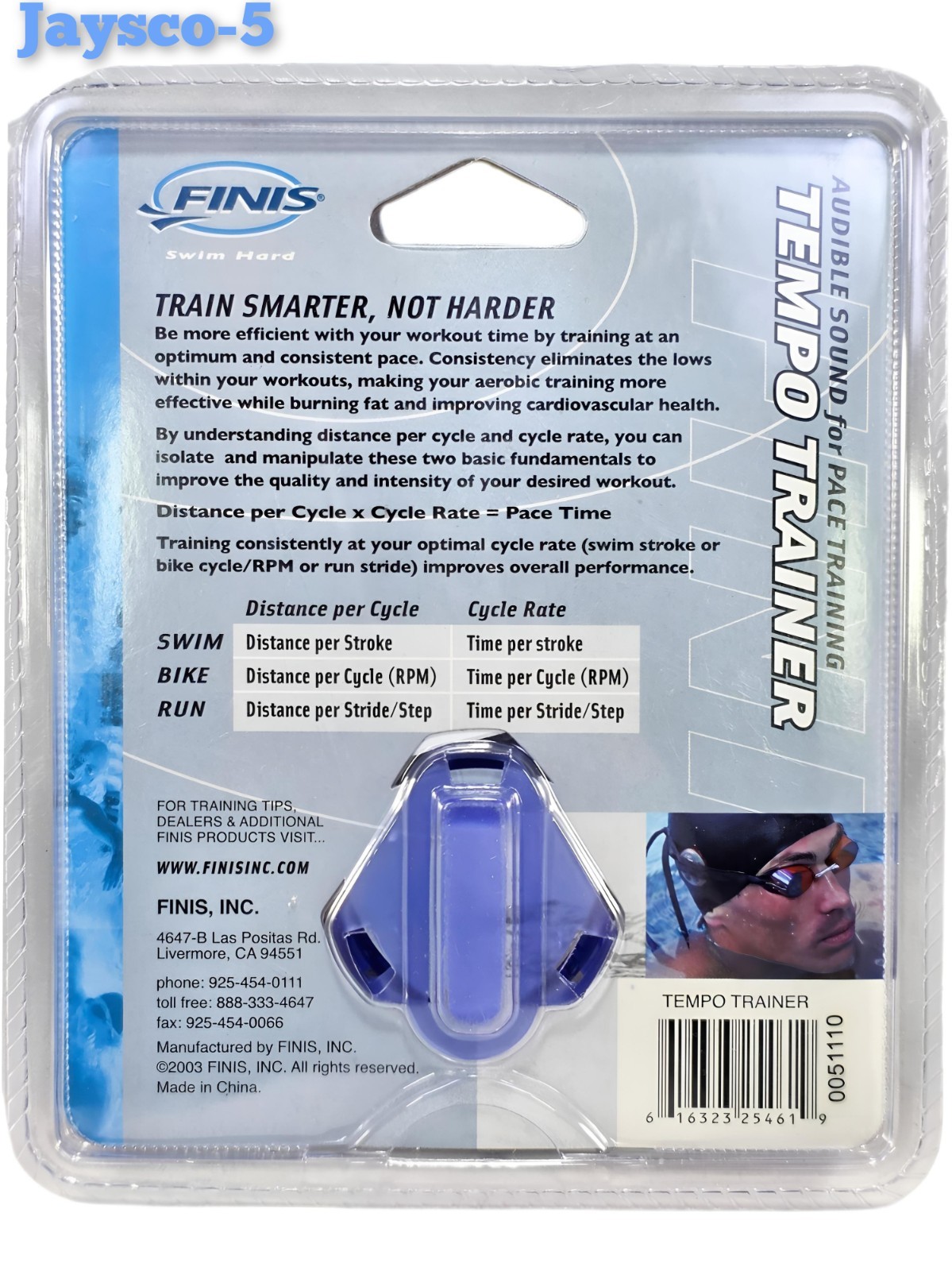 FINIS Tempo Trainer Audible Metronome Pacing Device Blue Small Swim Bike Run