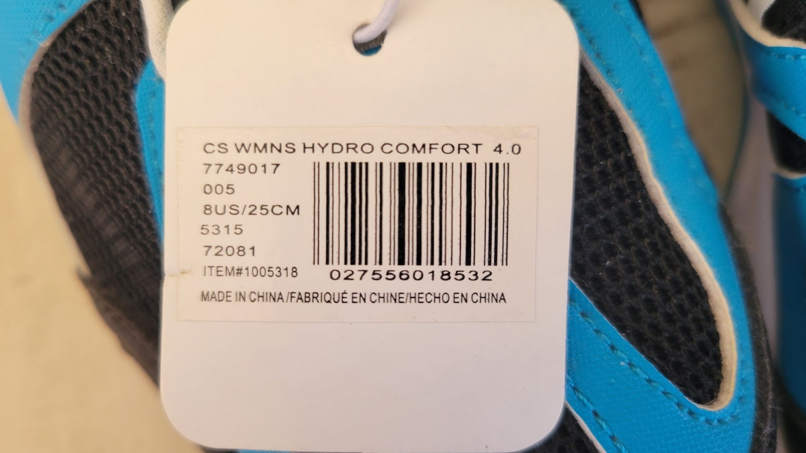 Women’s Speedo Water Shoes, Size 8, Black/White/ Blue New Without Box
