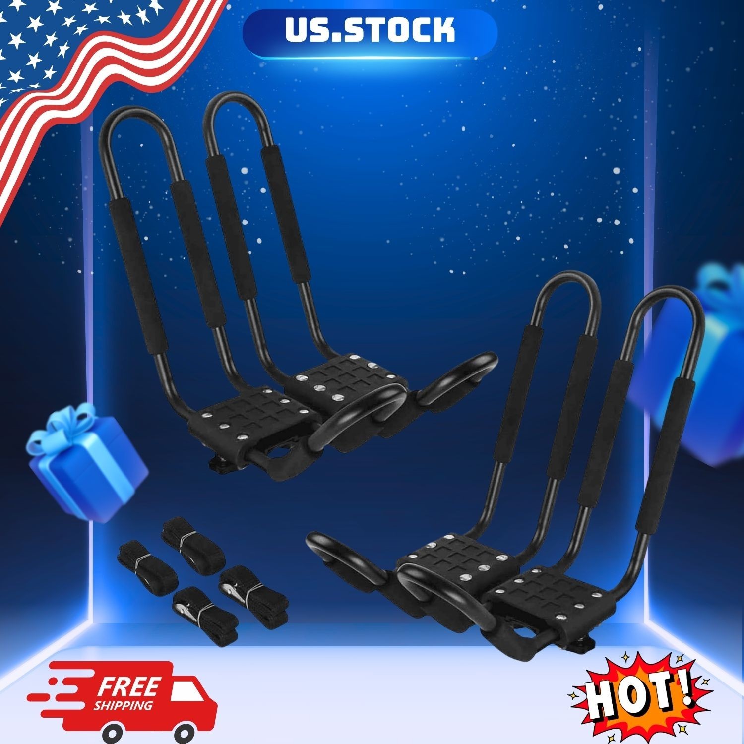 Kayak Roof Rack J-Bar Carrier Holder for Canoe SUV Truck Set of 4