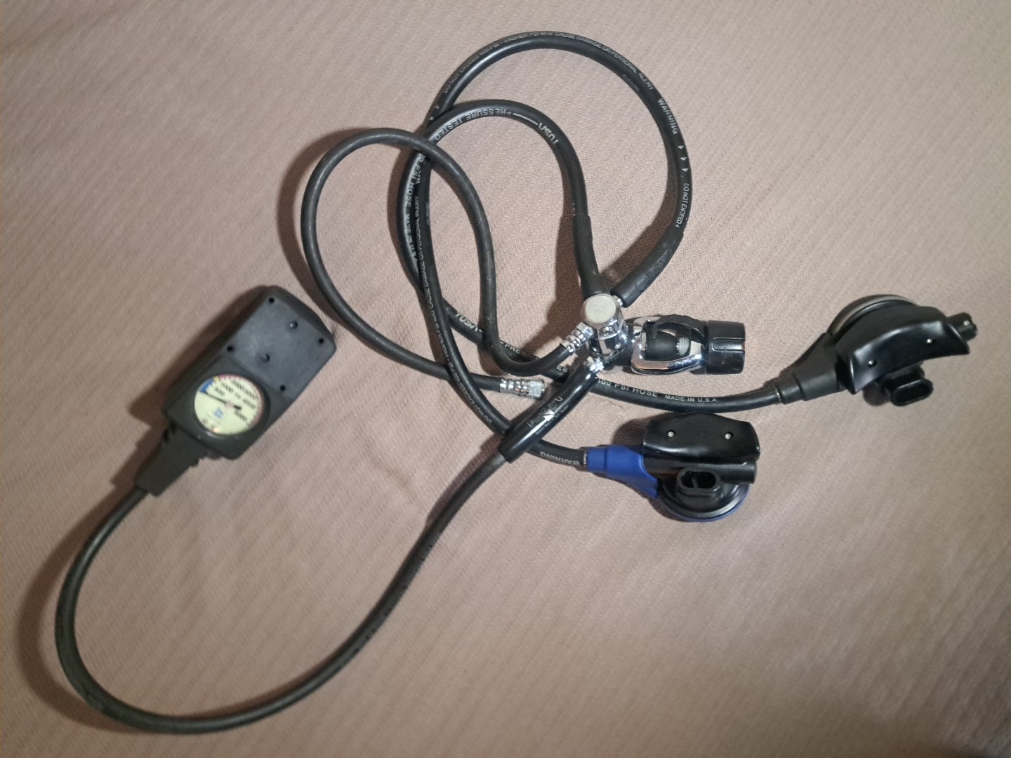 Scuba Diving Hose Setup Tusa tube, Marathon gauge untested *Fast Ship