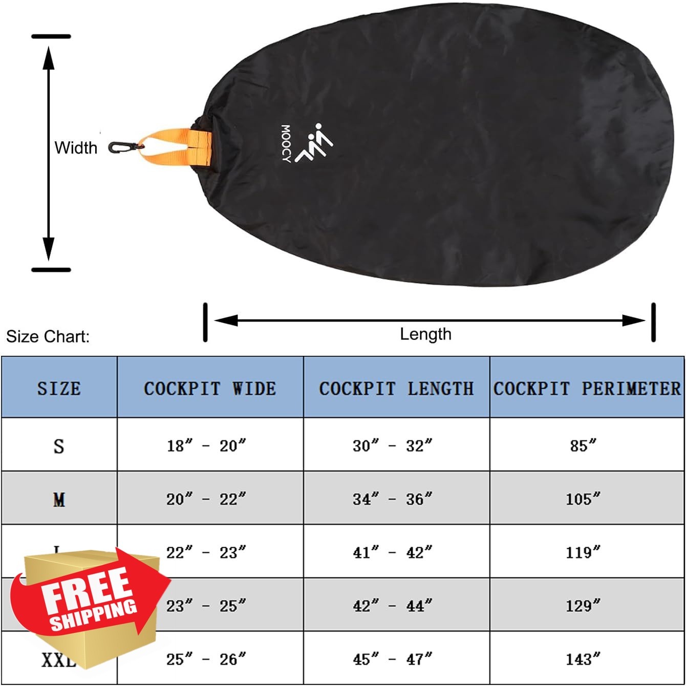 MOOCY Black X-Large Kayak Cockpit Cover