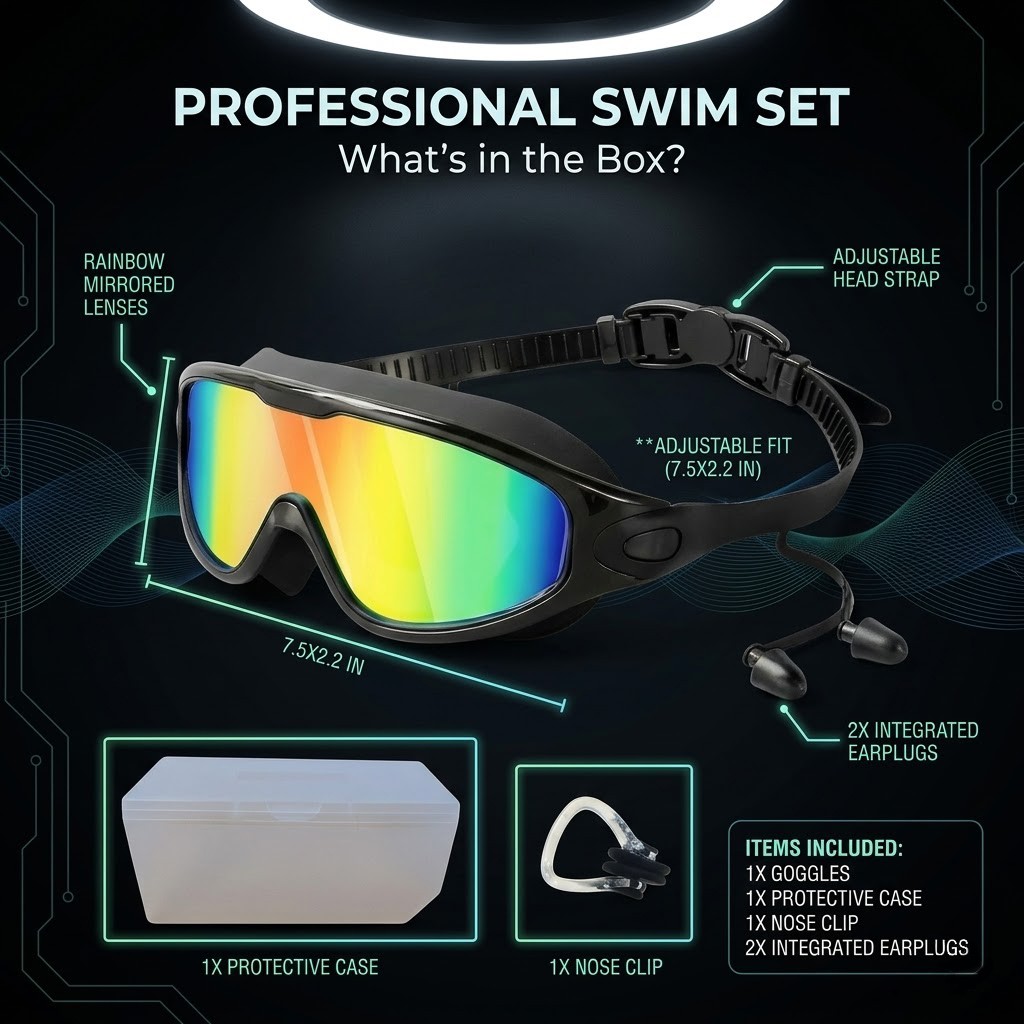2 Pack Anti Fog Leak Proof Swim Goggles for Adults with Ear Plugs