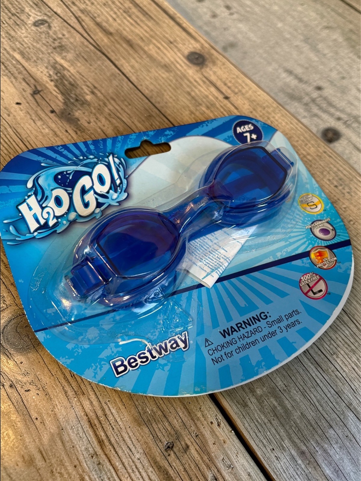 H2O Go Bestway Ocean Wave Goggles Ages 7+ Blue UV Protection Polycarbonate Lense