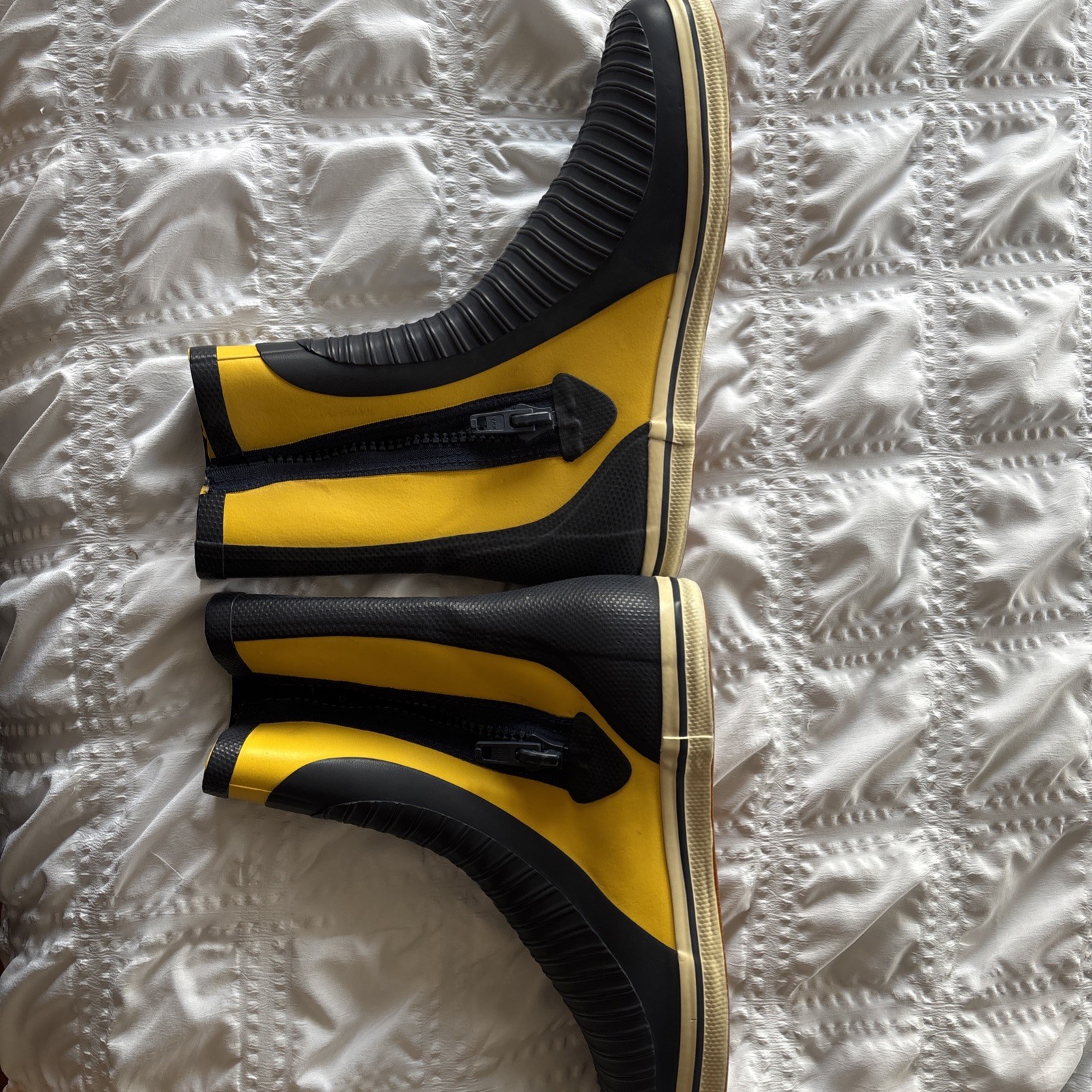 GILL Yellow Blue Side Zip Competition Sailing Deck Rubber Boots Men’s Size 13