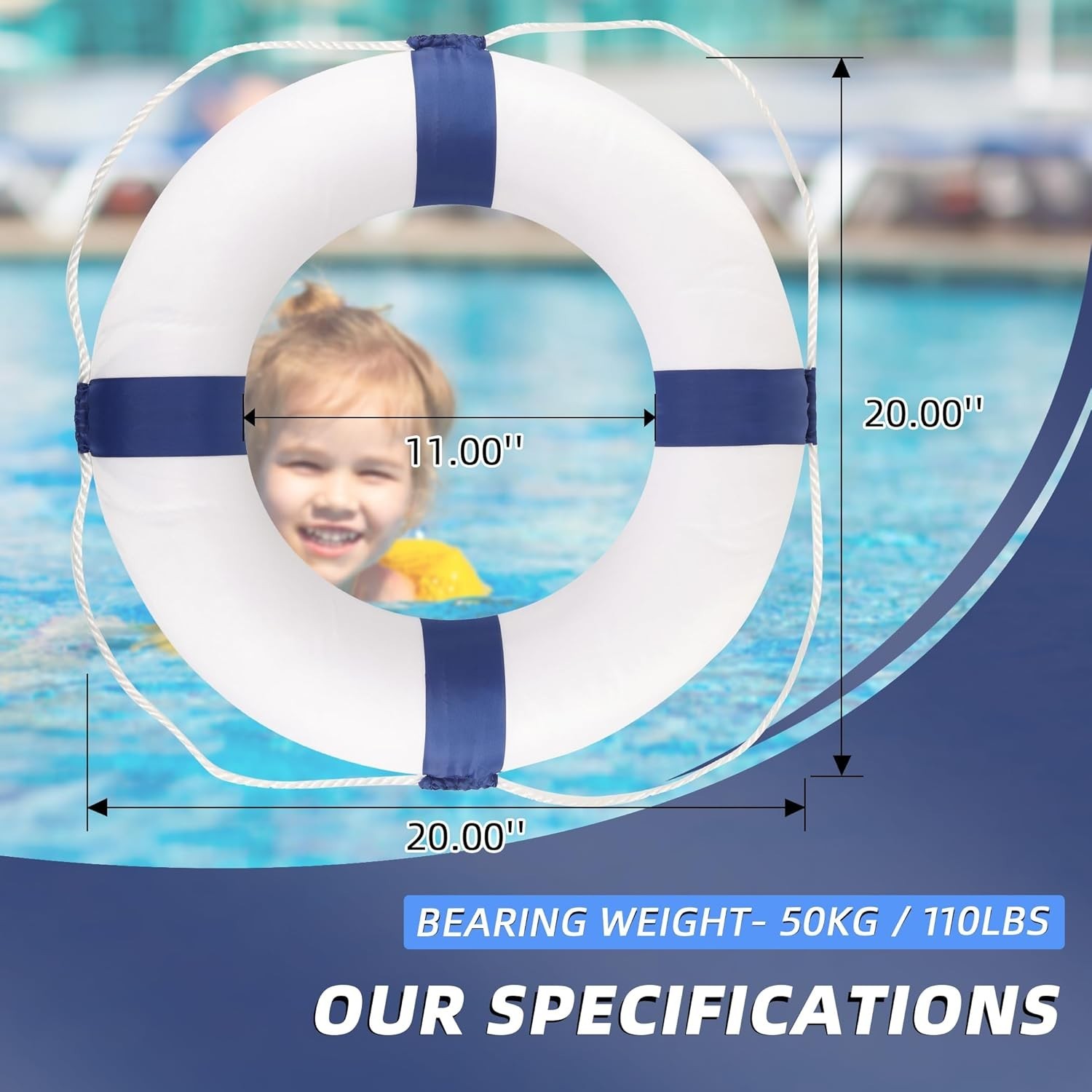 20″ Foam Life Preserver Ring with 98.4ft Floating Rope – Essential Water Safety