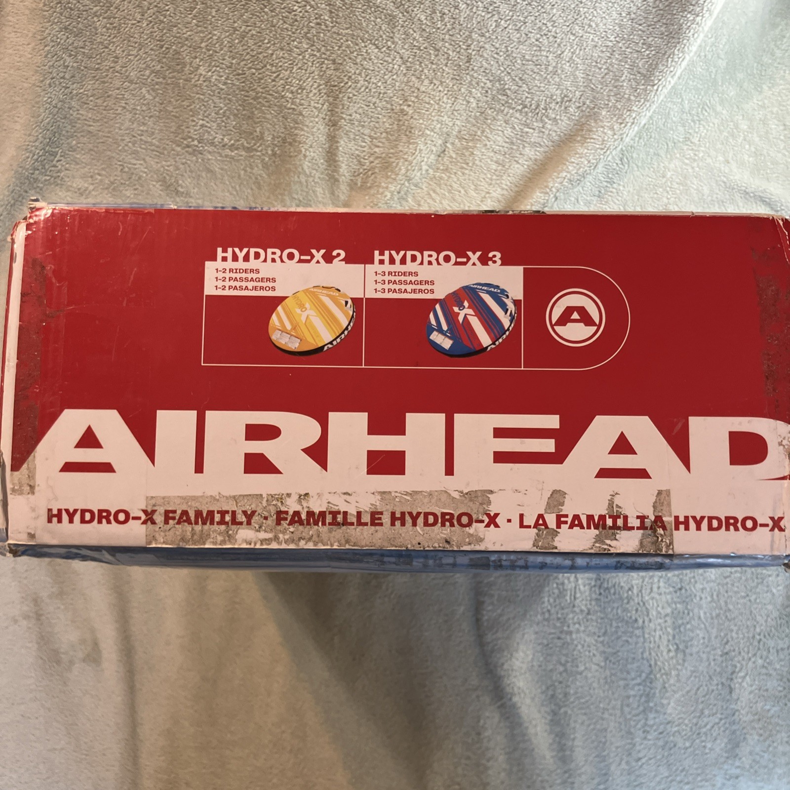 AIRHEAD HYDRO-X 3 Inflatable 1-3 Rider Boat Towable Water Tube 70-in