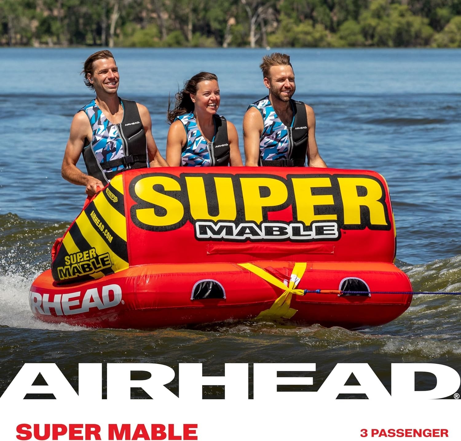 Airhead Super Mable 3-Person Towable Inflatable Boat Tube for Boating