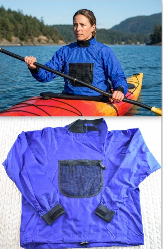 Kokatat Paddling Jacket Splash Top Dry Blue Kayak Canoe Pocket Pullover Women M