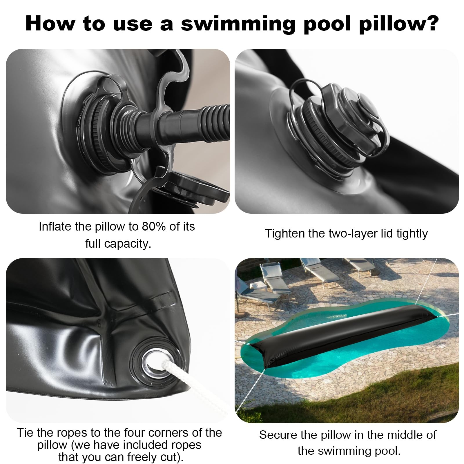 2Pack 4×15 Ft Pool Pillow for Above Ground Swimming Pools，Winterizing Pool Ai…