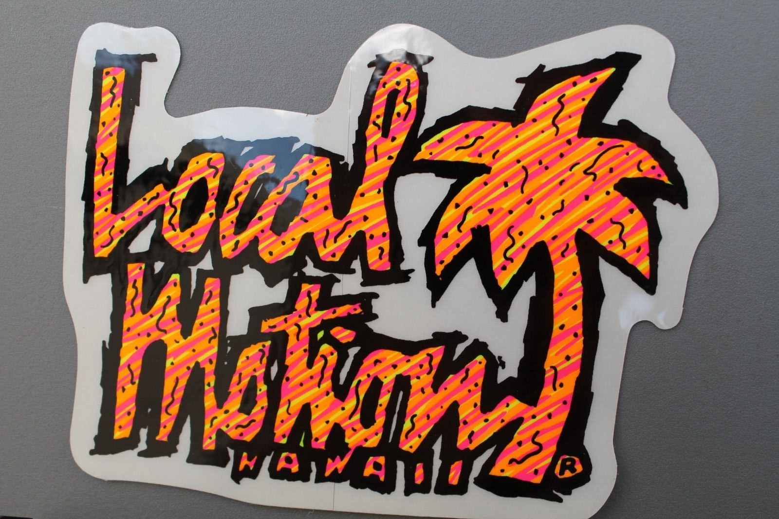 LOCAL MOTION Hawaii Clear Neon Aloha Orange OG LM2 80’s Vintage Surfing STICKER
