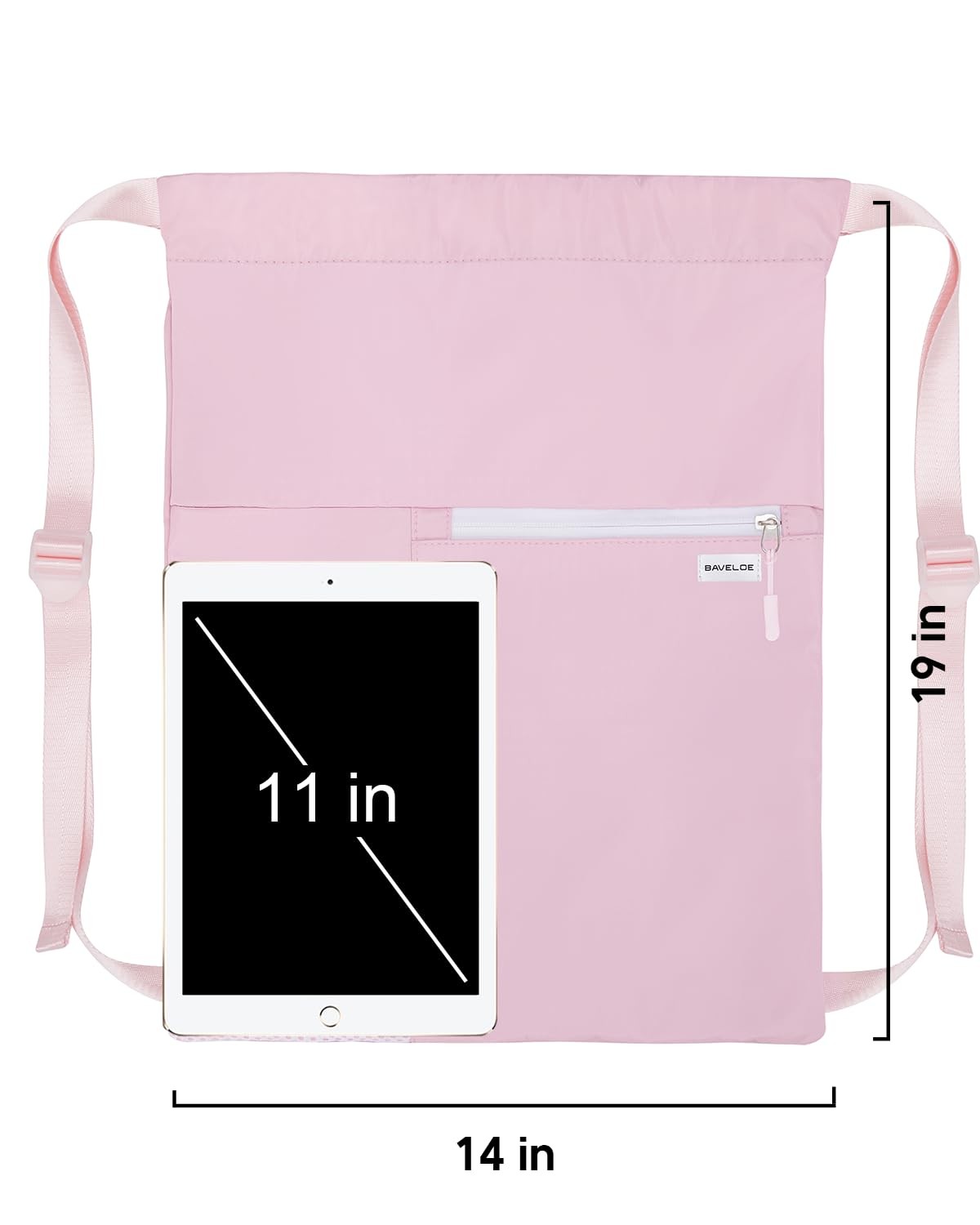 BAVELOE Drawstring Backpack with Mesh Pocket Water Resistant One Size, Pink