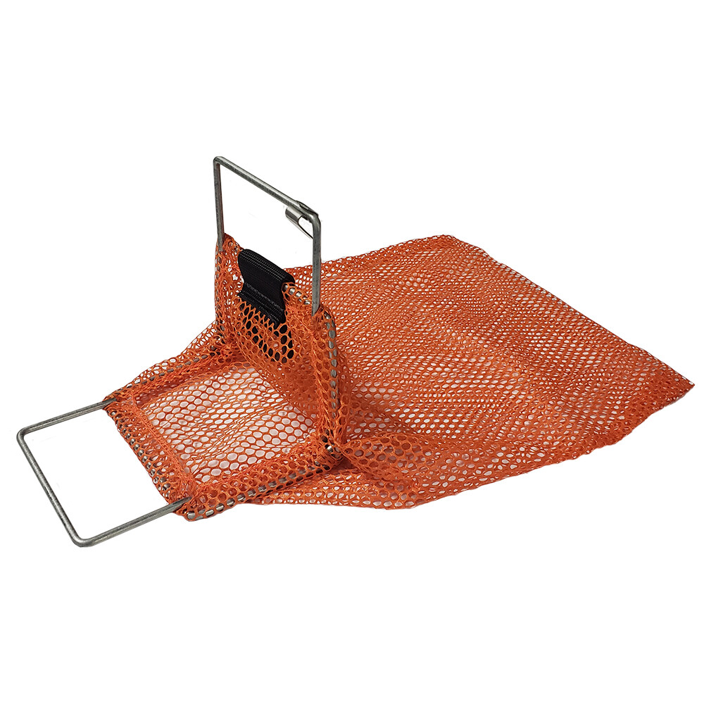 Galvanized Wire Handle Mesh Catch Bag with D-Ring, Approx. 10×15