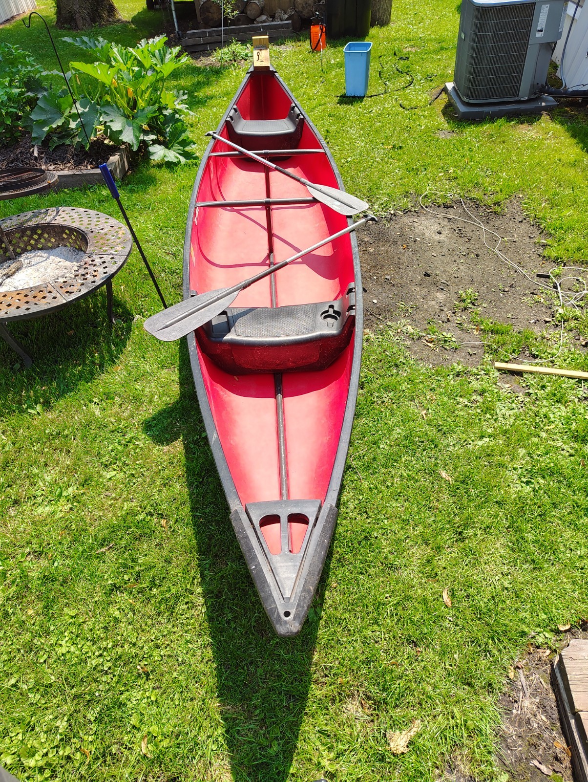 Coleman 17 ft Canoe Red w/ 2 Paddles, 3 Person, 660 lb Max Capacity