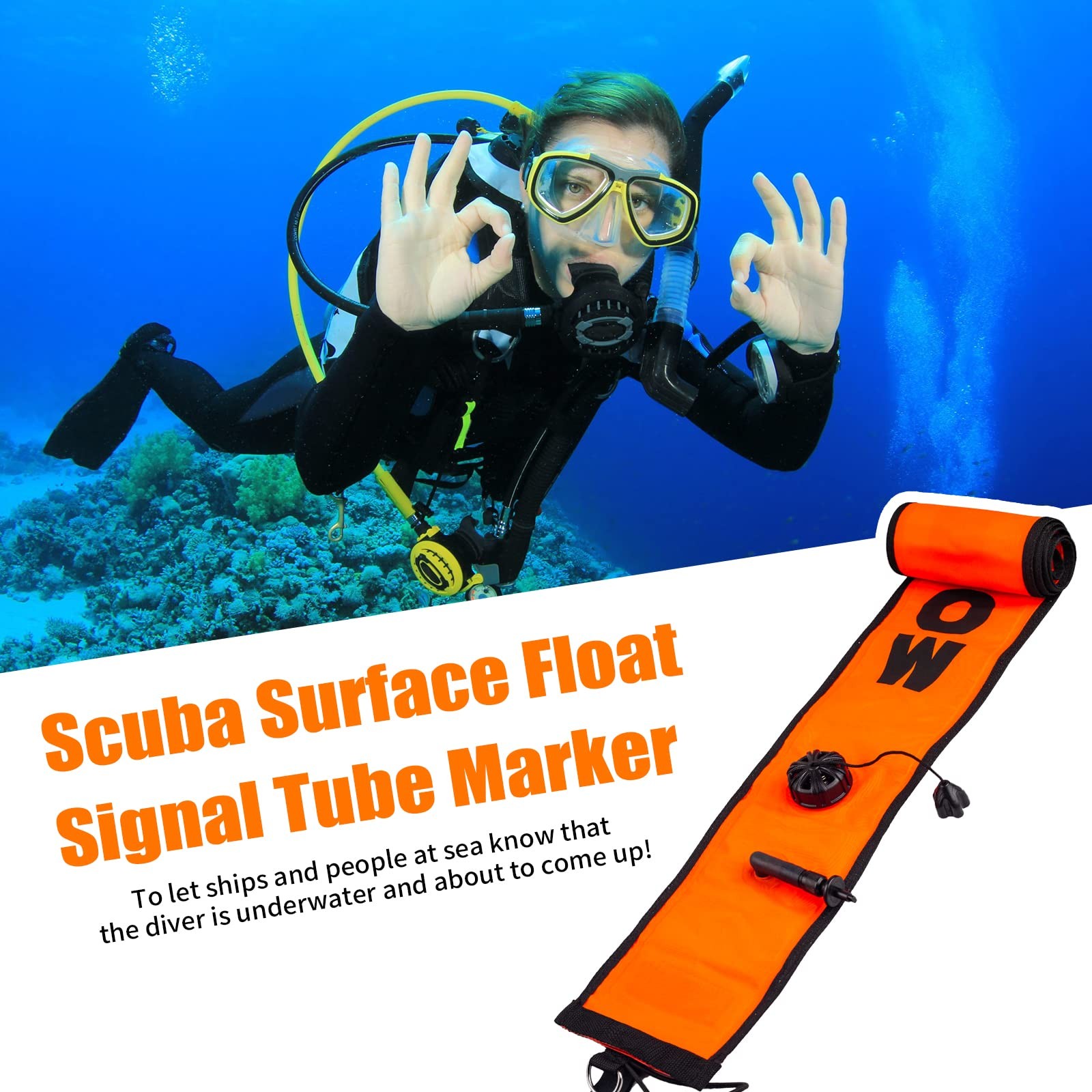 4FT Dive SMB Surface Marker Buoy, High Visibility Inflatable Scuba Signal Tub…