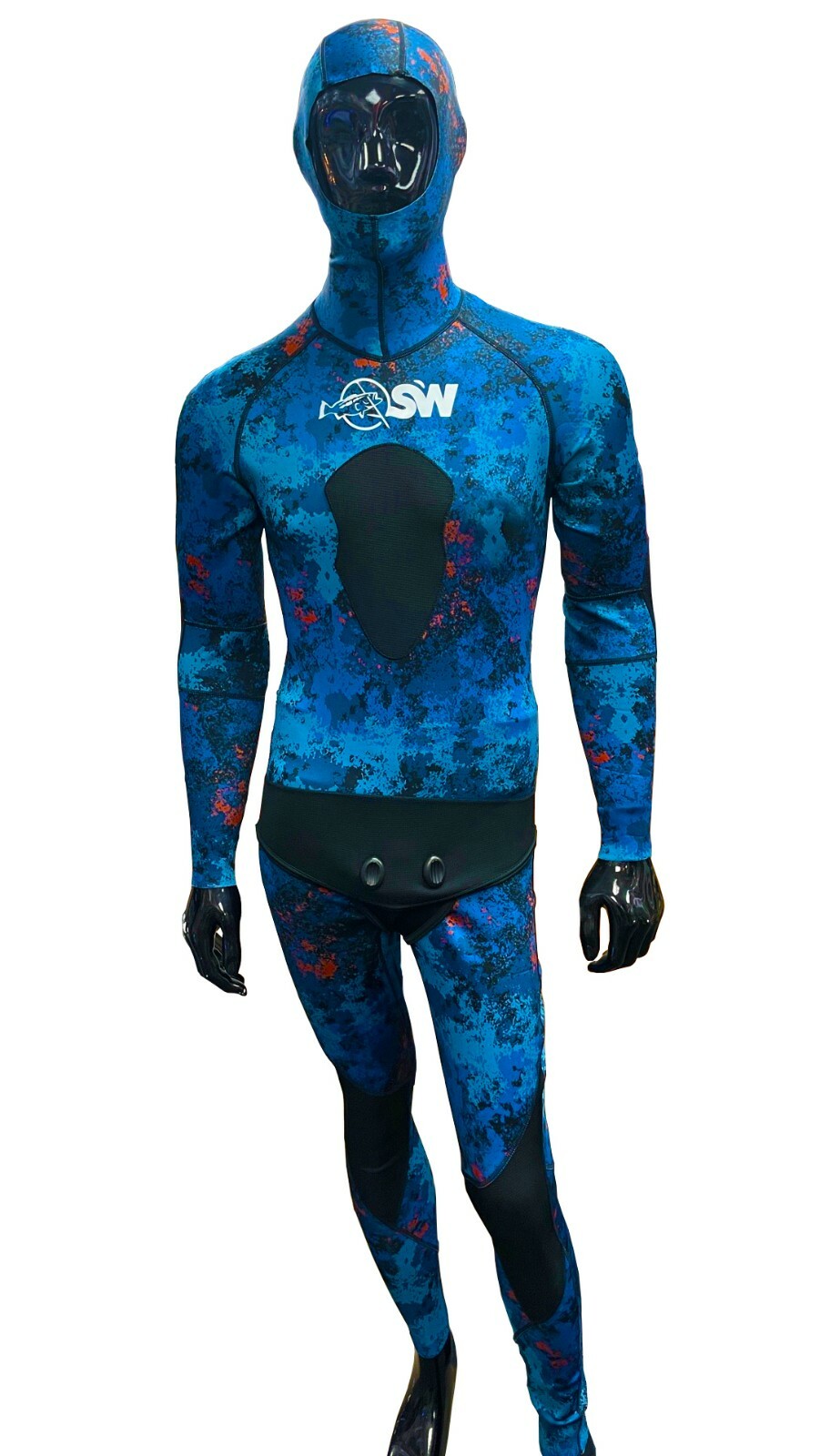 Spearfishing World 1mm Stretch Neoprene 2-piece Wetsuit for Men Blue Camouflage