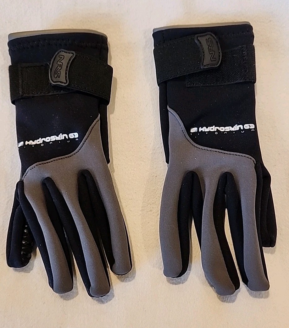 NRS Hydroskin Titanium Black/Gray Neoprene Wetsuit Gloves Diving Surf XS