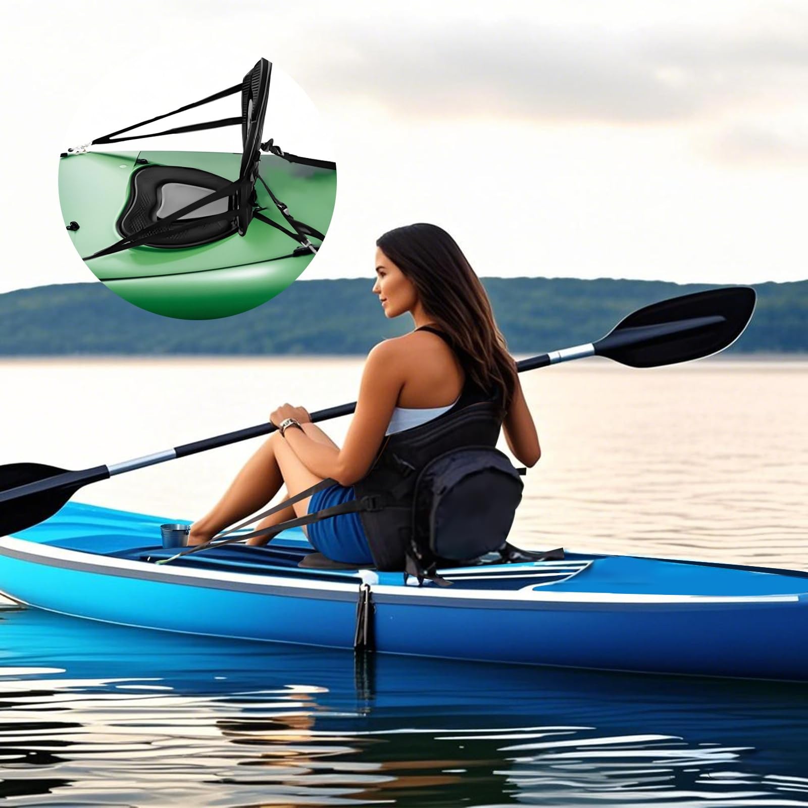 NEW-Vi Universal Deluxe Detachable Kayak Seat Paddle Board Black/Gray