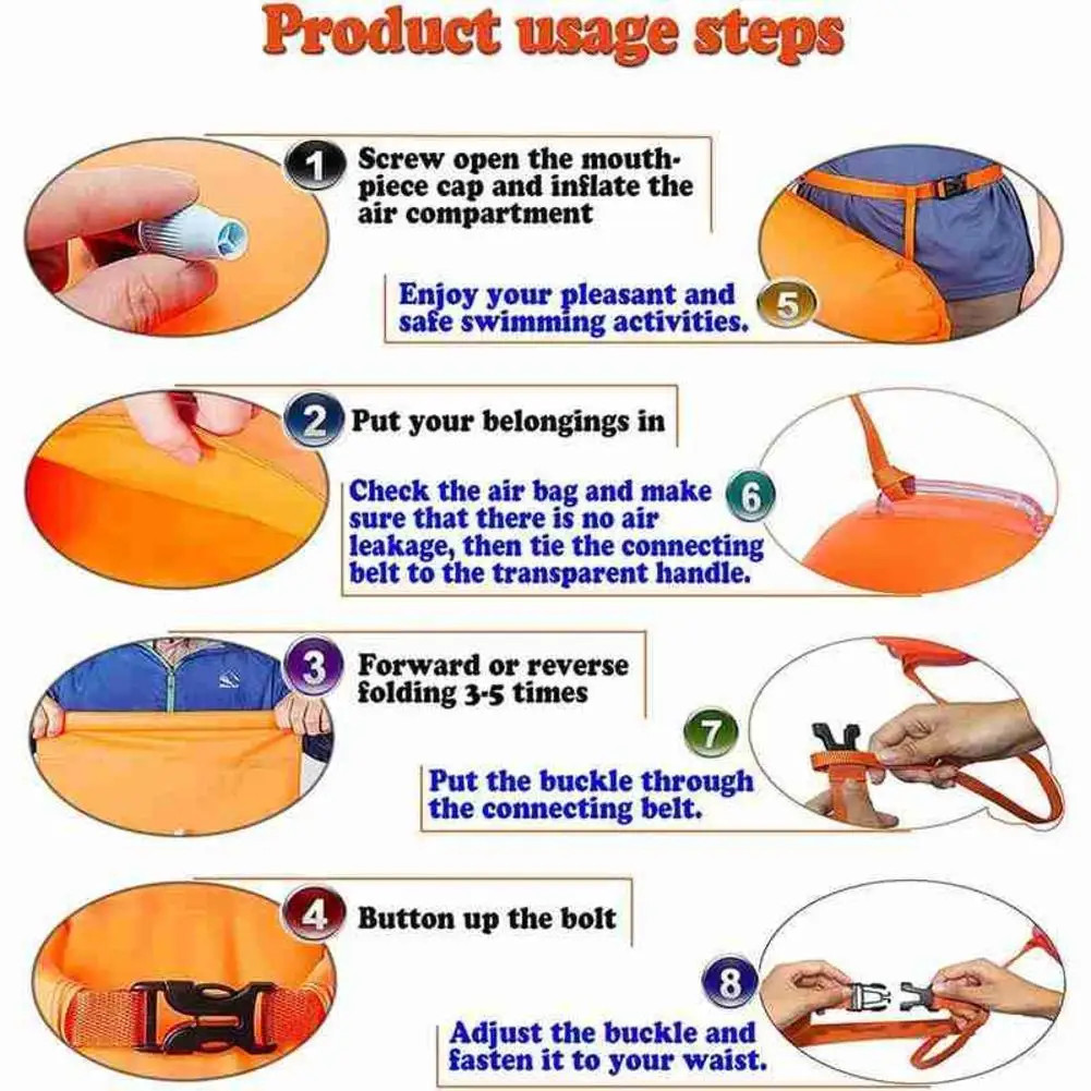 Outdoor Safety Swimming Buoy – Waterproof PVC Float Bag with Waist Belt & Storag