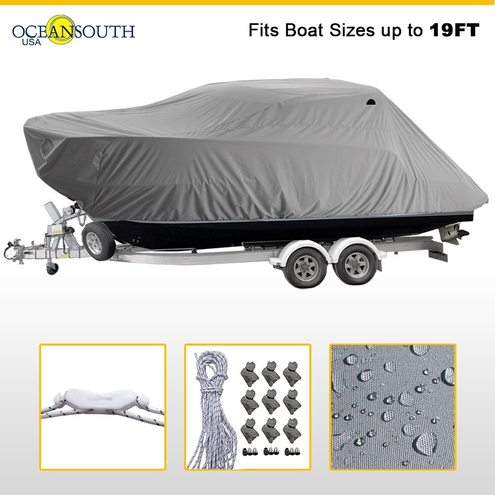 Oceansouth Pilot/Cruiser Fishing Boat Trailerable Storage Grey Cover 19 FT