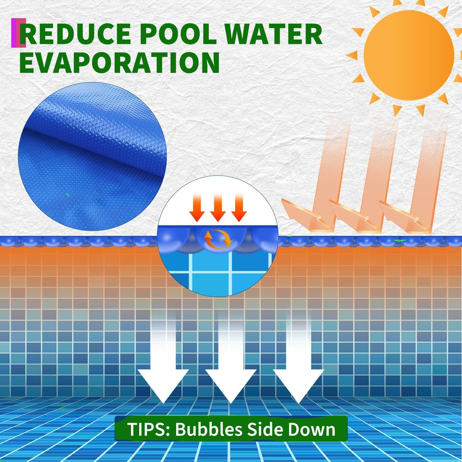 12×24 FT Solar Pool Cover,16 Mil Rectangle Solar Blanket for Inground and Abo…