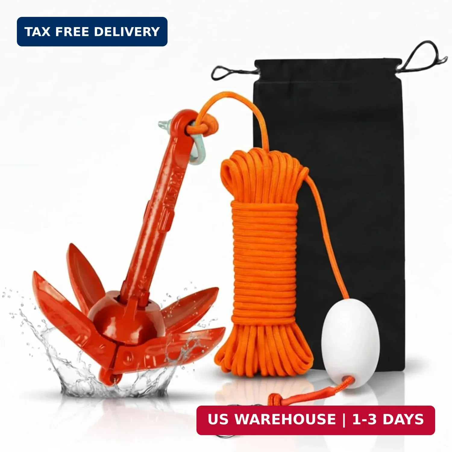 Kayak Anchor Kit 1.5/3.5lb Folding Small Boat Anchor for Paddle Board Canoe Jet