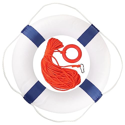 Calvana 20″ Foam Life Preserver Ring with 98.4ft Floating Lifesaving 1pack blue