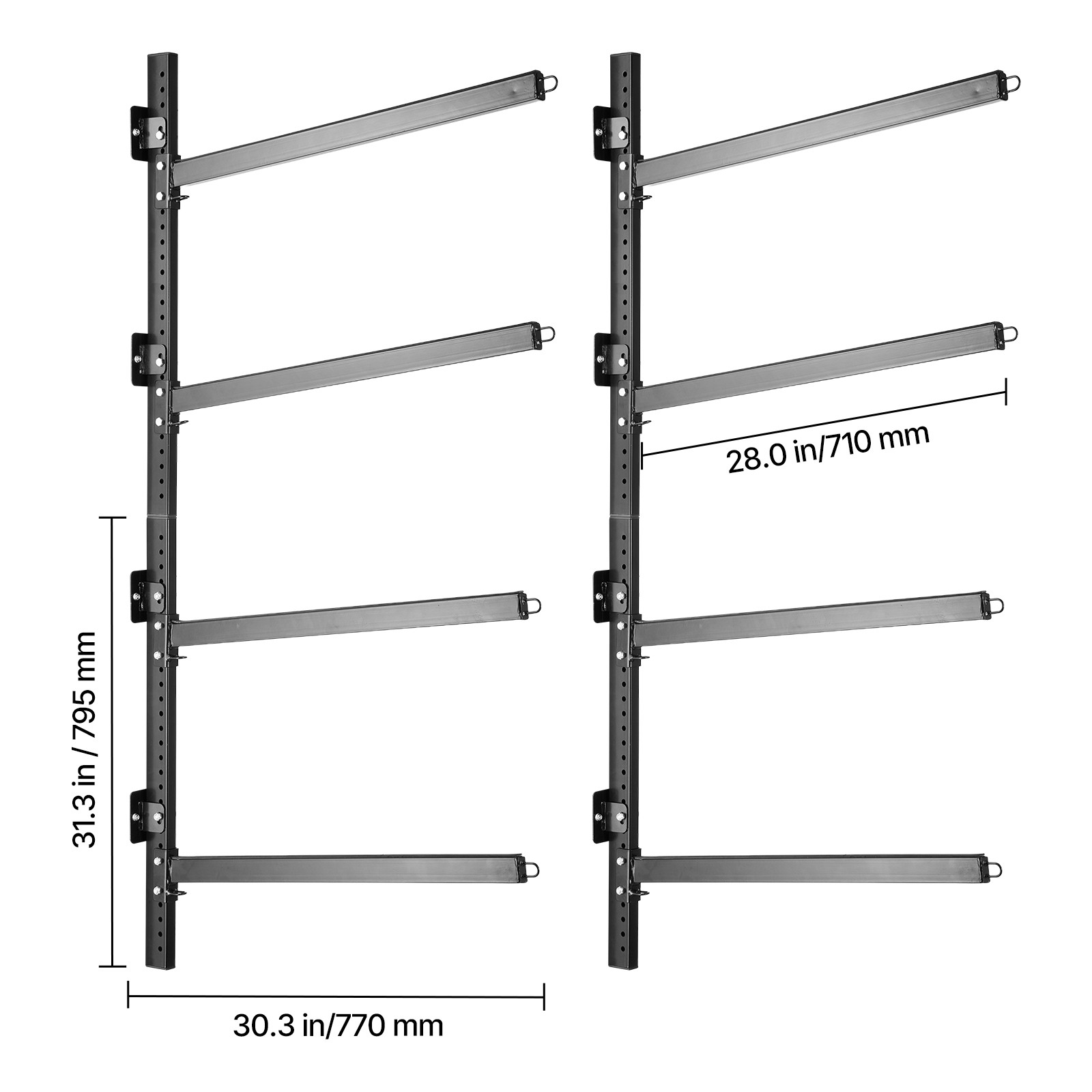 Uimoso Wall-Mounted Rack for Kayaks and Paddleboards, 4 Units, 300 lbs Capacity