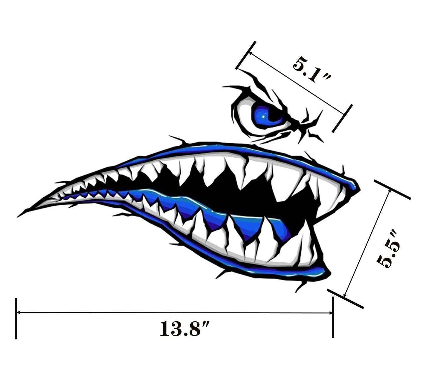 2Pcs Shark Teeth Mouth Kayak Stickers，Kayak Decals Waterproof DIY Funny Graph…