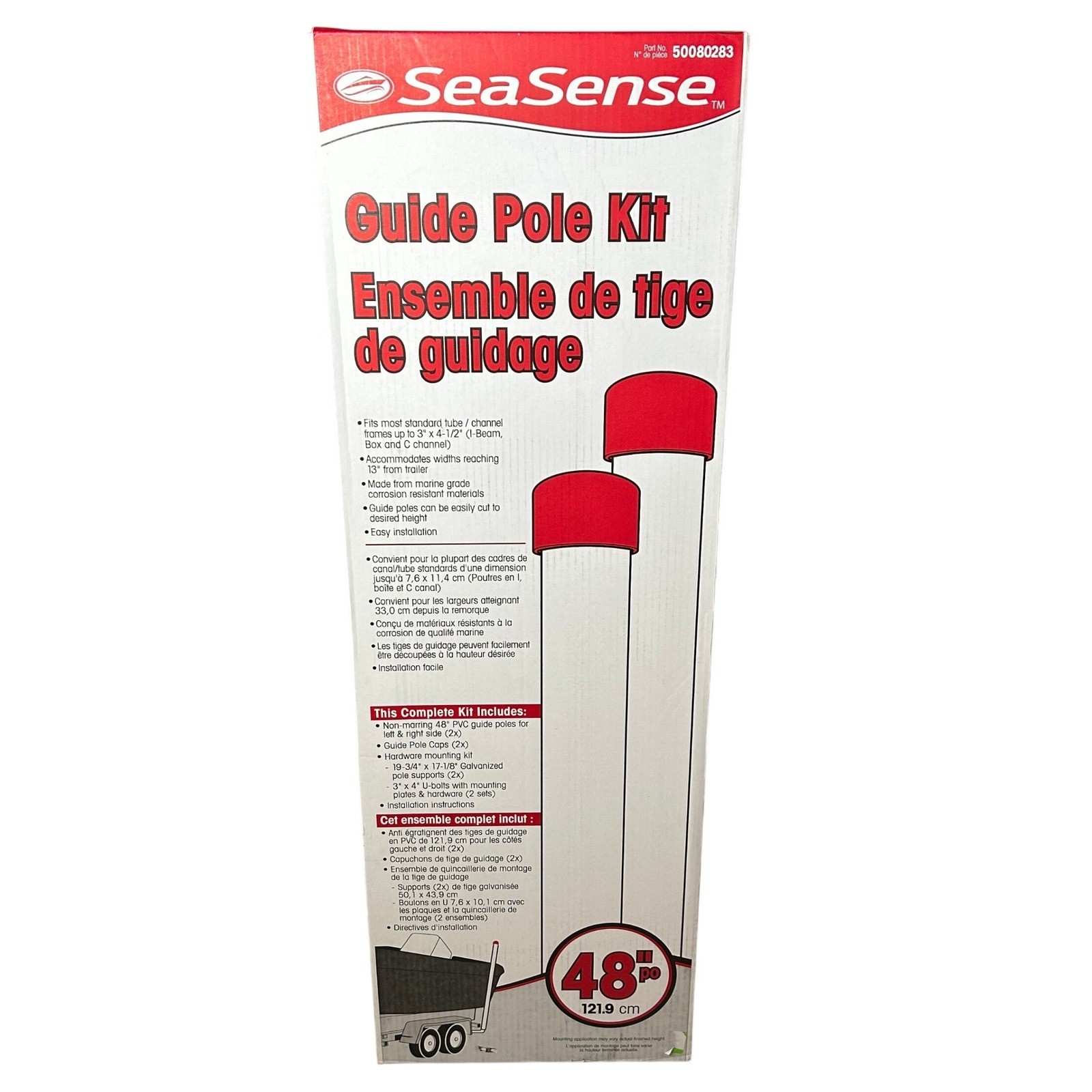 SeaSense 50080283 48 Inch Boat Trailer Guide Pole Kit PVC Galvanized Hardware