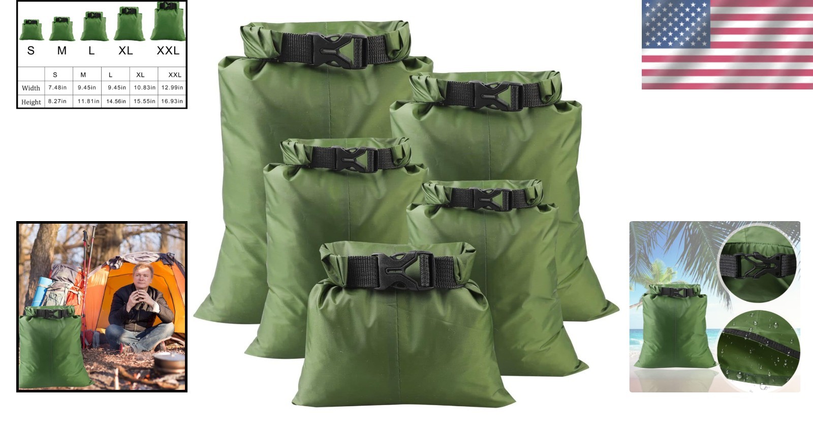 Lightweight Outdoor Dry Sacks Bundle – 5 Pack