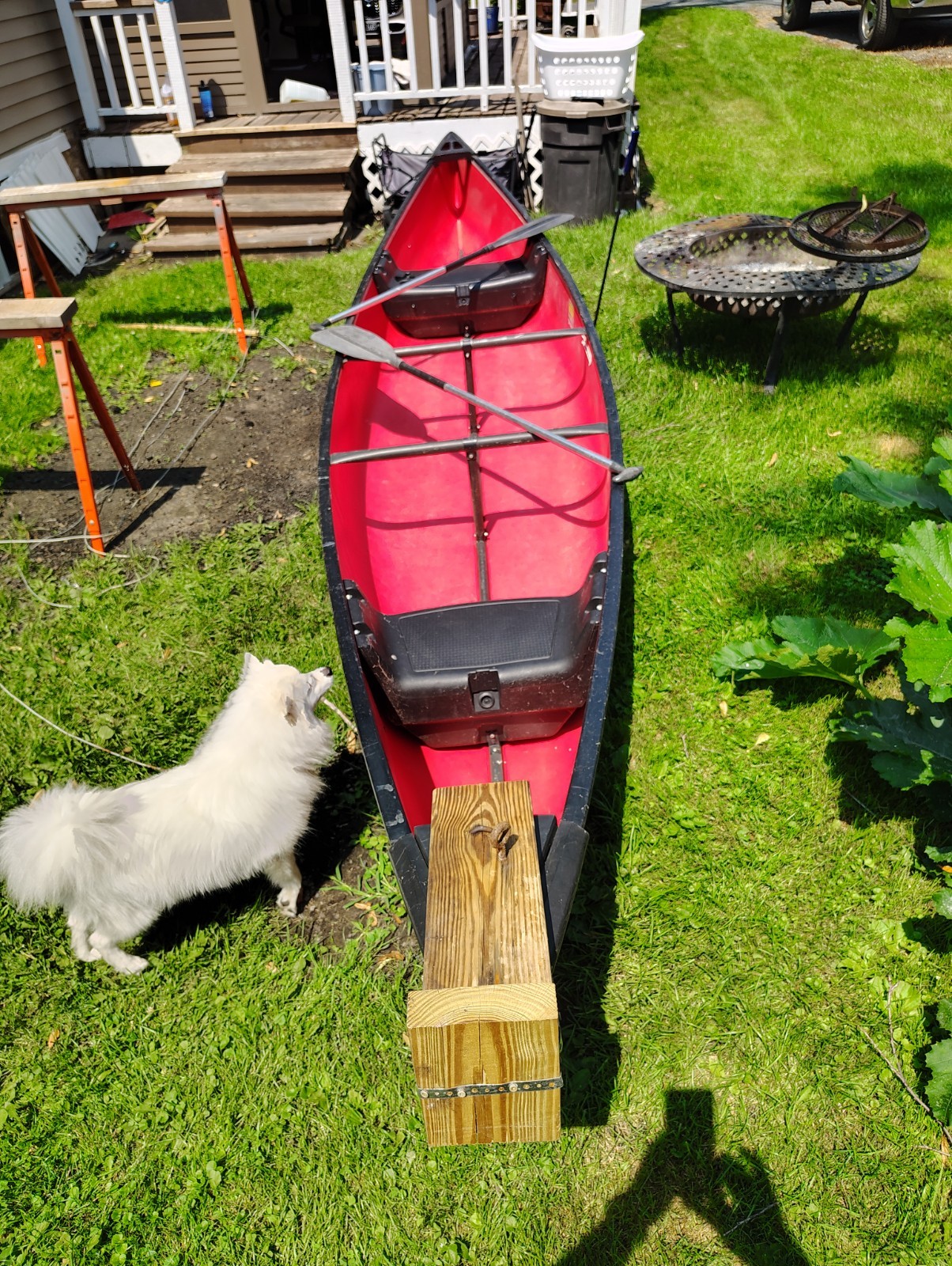 Coleman 17 ft Canoe Red w/ 2 Paddles, 3 Person, 660 lb Max Capacity
