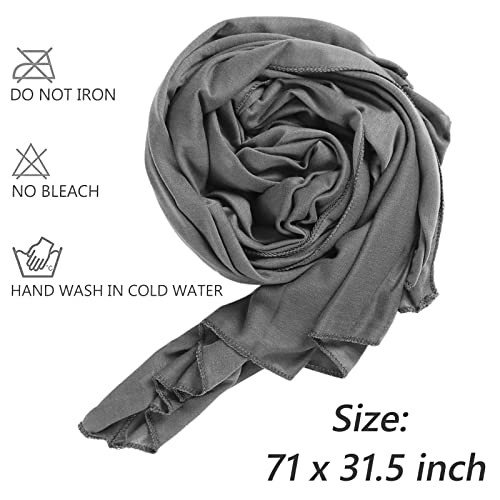1 Piece Stretch Head Wrap Jersey Turban Long Hair Scarf Soft Z1 Dark Gray