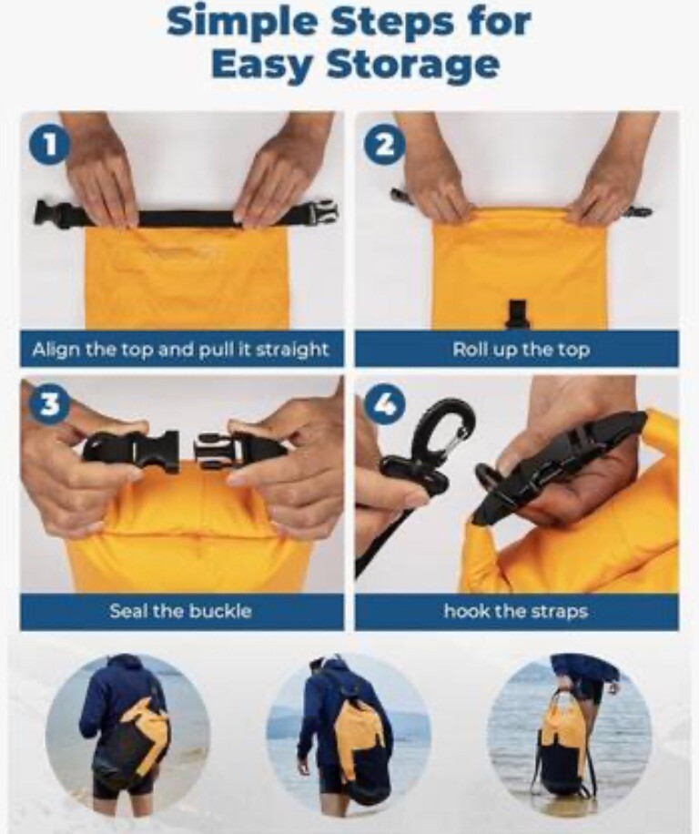 KEMIMOTO Waterproof Dry Bag Dry Sack 30L Orange Rafting Kayak Canoe Snowboarding