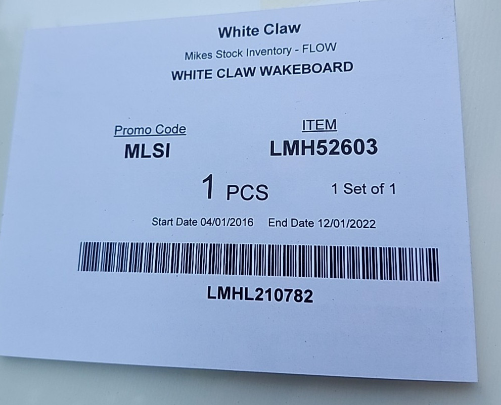 RARE White Claw Hard Seltzer Logo Promotional Wakeboard Wake Board 134cm – NEW