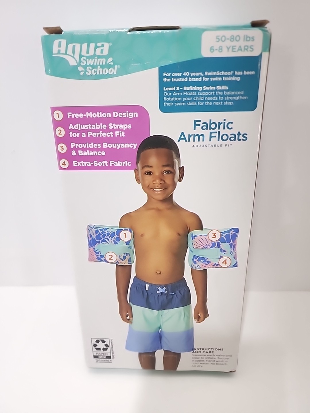 Aqua Swim School Level3 Refine Swim Skills Fabric Arm Floats 6-8 Years 50-80 Lbs