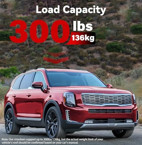300lbs Roof Rack Cross Bars Compatible B.2019-2025 Kia Telluride S SX SX-P EX