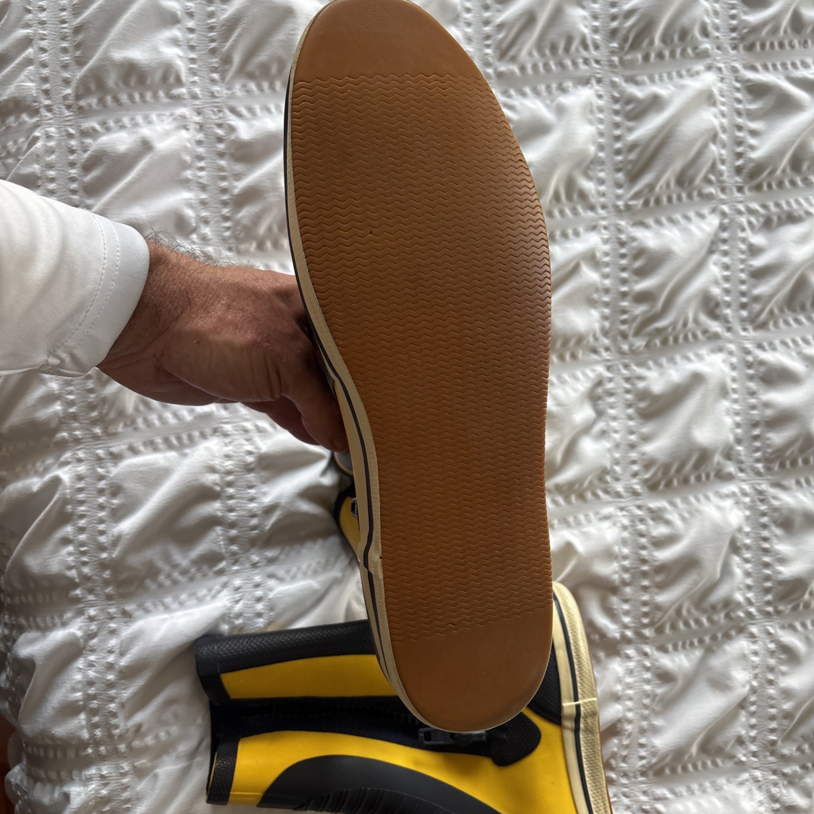 GILL Yellow Blue Side Zip Competition Sailing Deck Rubber Boots Men’s Size 13