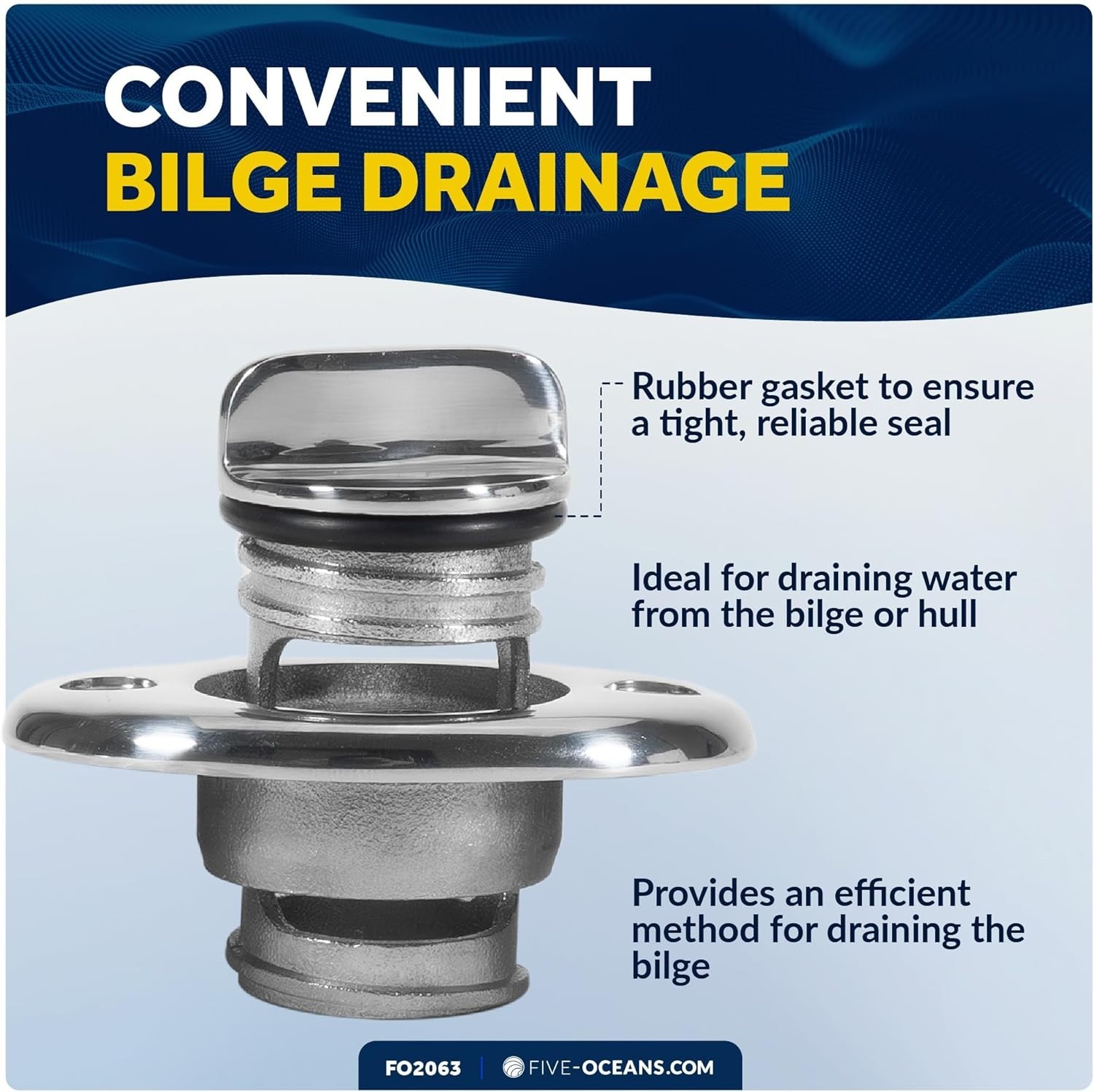 Boat Plug with Rubber Gaskets – Stainless Steel, 1-1/4″ Hole