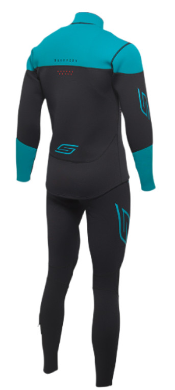 SLIPPERY BREAKER JOHN & JACKET FULL NEOPRENE WETSUIT BLACK/AQUA MEN’S X-LARGE