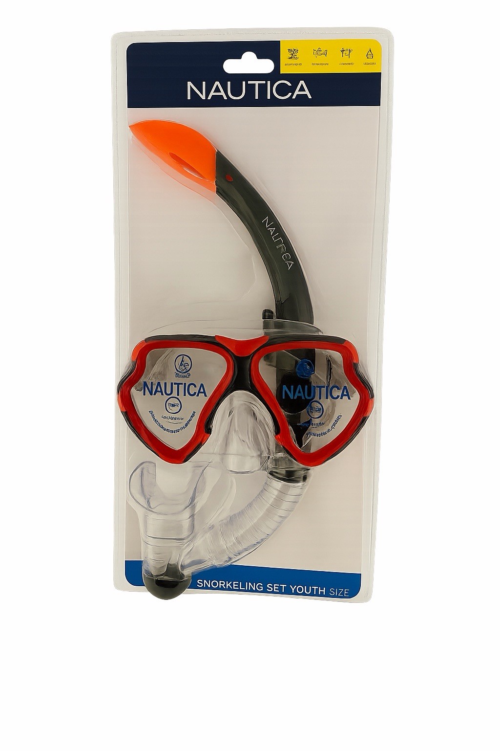 Nautica Snorkeling Swimming Set, Youth Size, Black/Orange, With Comfort Bite