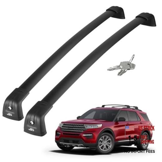 300lbs Aluminum Lockable Roof Rack Cross Bars Ford Explorer 2020-2026